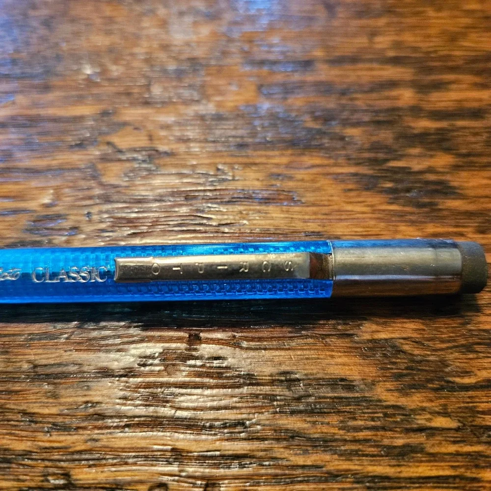 Scripto Classic Mechanical Pencil Translucent Blue Textured Barrel Chrome Trim